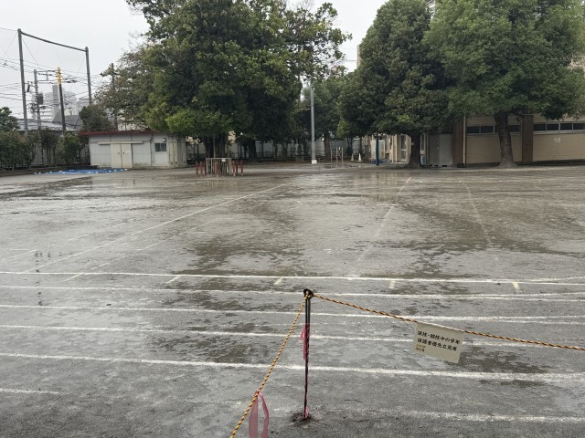 本日7時時点の校庭の様子